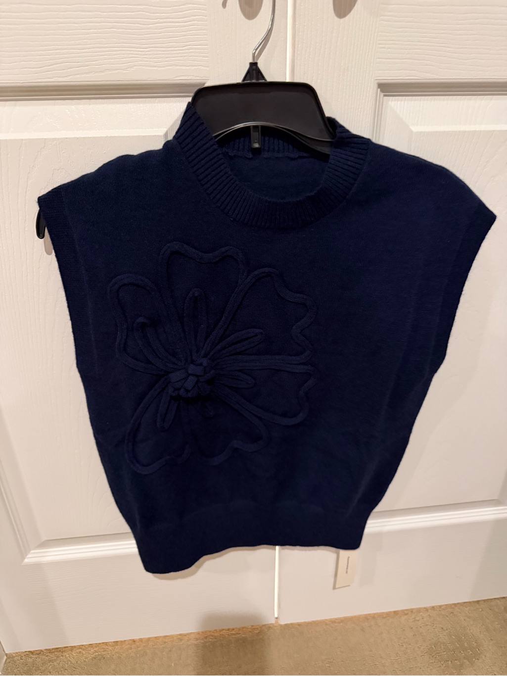 Commense Navy Xs Flower Appliqu Sweater